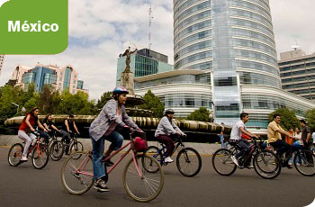Bicyclists in Mexico City, Mexico. Photo by Javier Hidalgo/Flickr. New mobility law initiative underway in Mexico City